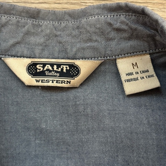 Urban Outfitters Salt Valley Chambray Cotton Western Shirt Medium Unisex - Picture 6 of 8